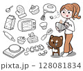 vector line illustration art bakery item icons and objects.  128081834