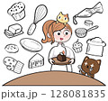 vector line illustration art bakery item icons and objects.  128081835