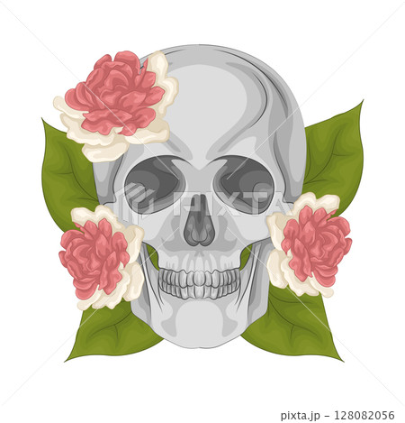Illustration of flower skull  128082056