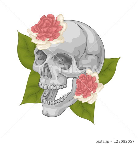 Illustration of flower skull 128082057