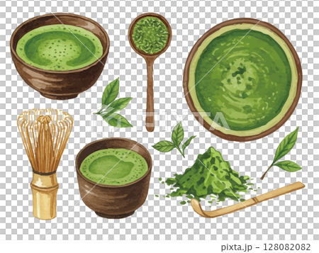 水彩風の抹茶イラスト 128082082