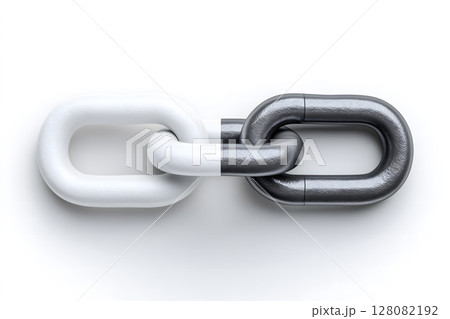 Modern paper craft animation concept featuring interlinked paper chain links in contrasting colors, symbolizing connection and unity 128082192