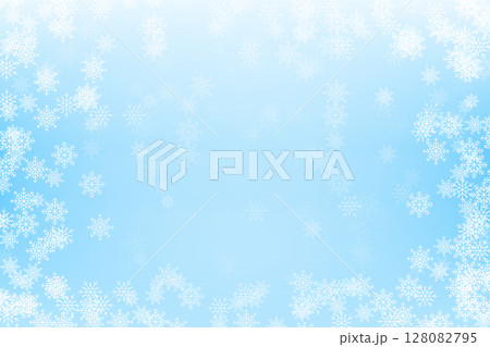 Winter landscape background with blue color and falling snowflakes. Snow illustration for New Year decoration. Winter landscape background with blue color and falling snowflakes. Snow illustration for New Year decoration. 128082795