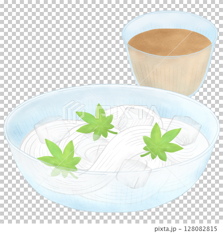 青紅葉がのった素麺のイラスト 128082815