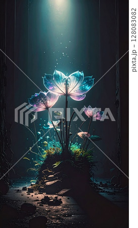 暗闇に浮かぶ花 128083082