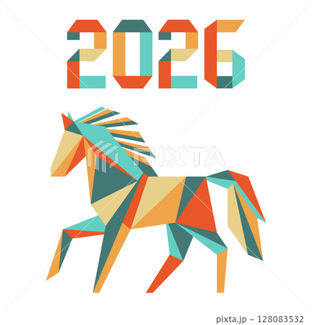New Year Horse Symbol 2026 Chinese Zodiac Origami 128083532