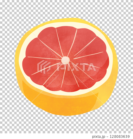 西柚紅寶石橫切面手繪插畫 西柚紅寶石橫切面手繪插畫 128083639