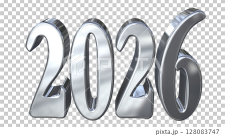 3DCG文字［2026］シルバー,銀 128083747
