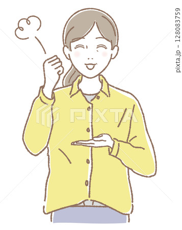 なるほどと笑顔で手を打つ中高年女性 なるほどと笑顔で手を打つ中高年女性 128083759