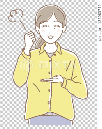 なるほどと笑顔で手を打つ中高年女性 なるほどと笑顔で手を打つ中高年女性 128083759