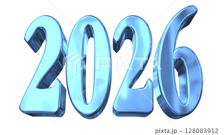 3DCG文字［2026］ブルー,青 128083912