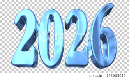 3DCG文字［2026］ブルー,青 128083912