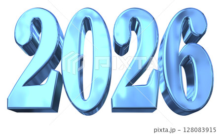 3DCG文字［2026］ブルー,青 128083915