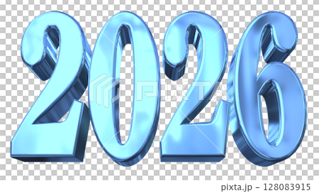 3DCG文字［2026］ブルー,青 128083915