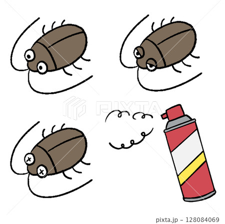 ゴキブリの手描きイラストセット 128084069