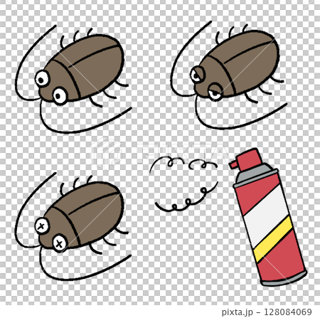 ゴキブリの手描きイラストセット 128084069