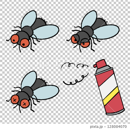 手繪插畫集蒼蠅 128084070