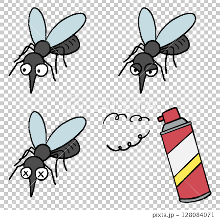 手繪插畫集綁架蚊子 128084071