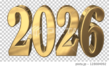 3DCG文字［2026］ゴールド,金 128084092