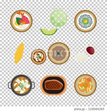 茨城グルメのイラストセット2 128084265
