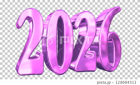 3DCG文字［2026］パープル,紫,ピンク 128084311