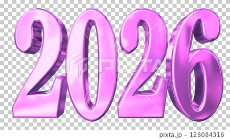 3DCG文字［2026］パープル,紫,ピンク 128084316