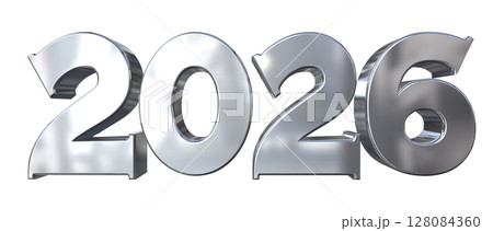 3DCG文字［2026］シルバー,銀 128084360