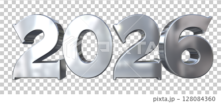 3DCG文字［2026］シルバー,銀 128084360