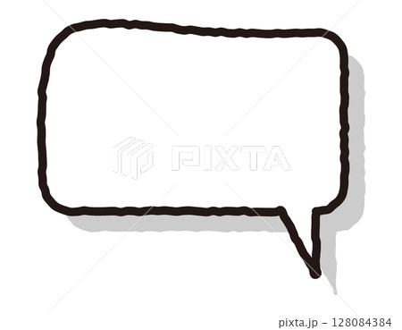 手書き風線の影のあるユルカワな吹き出し 横長四角 14 手書き風線の影のあるユルカワな吹き出し 横長四角 14 128084384