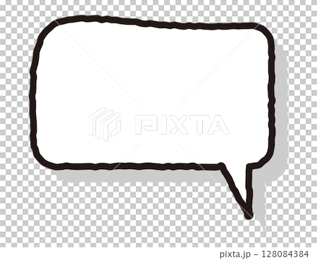 手書き風線の影のあるユルカワな吹き出し 横長四角 14 手書き風線の影のあるユルカワな吹き出し 横長四角 14 128084384
