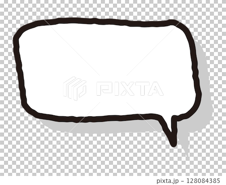 A cute and relaxed speech bubble with hand-drawn line shadows, horizontal rectangle, 13 128084385