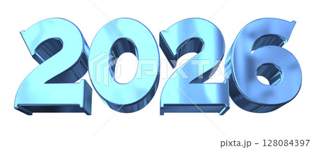 3DCG文字［2026］ブルー,青 128084397