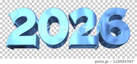 3DCG文字［2026］ブルー,青 128084397
