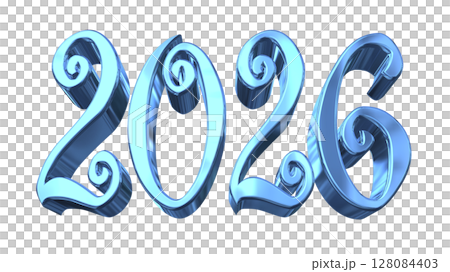 3DCG字母[2026]藍色，藍色 128084403