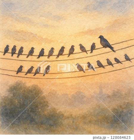 鳥 ワイヤー 腰掛け 128084623