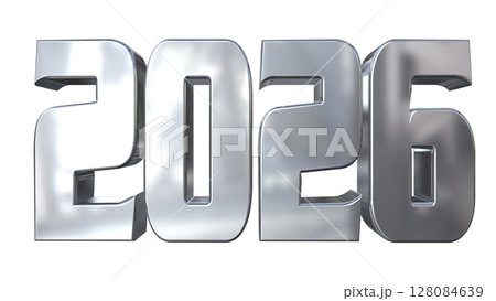 3DCG文字［2026］シルバー,銀 128084639