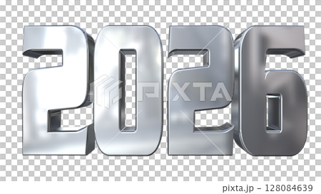 3DCG文字［2026］シルバー,銀 128084639