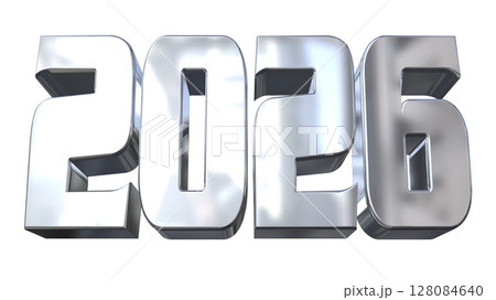 3DCG文字［2026］シルバー,銀 128084640