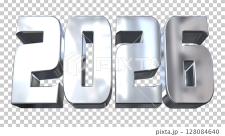 3DCG文字［2026］シルバー,銀 128084640