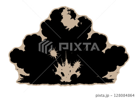 火薬に点火して爆発したシーン 128084864