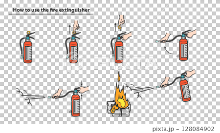 消火器の使い方セット 128084902