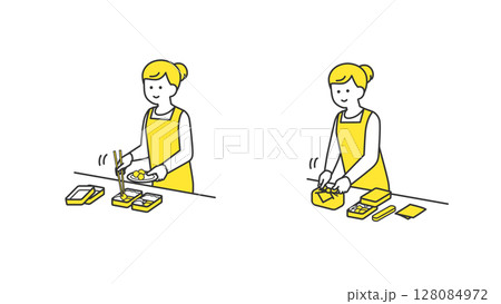 2人分のお弁当を作る女性 128084972