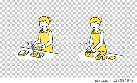 2人分のお弁当を作る女性 128084972