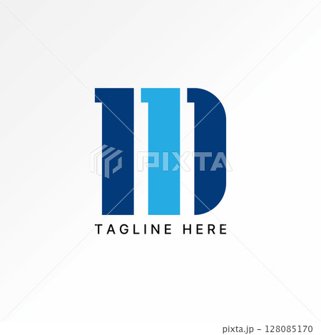 Logo design graphic concept creative premium vector stock image top sell initial D 11D font cutting negative space chart typography app tech data idea 128085170