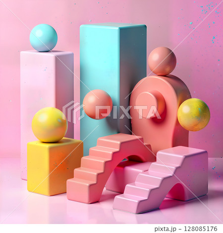 3d rendering of a colorful toy blocks 128085176