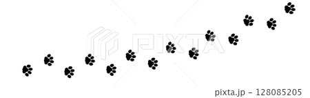 肉球の足跡シルエットアイコン（黒／ベクターイラスト） 128085205