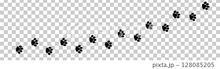 肉球の足跡シルエットアイコン（黒／ベクターイラスト） 128085205