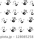 Human hand palm print pattern, black white 128085258