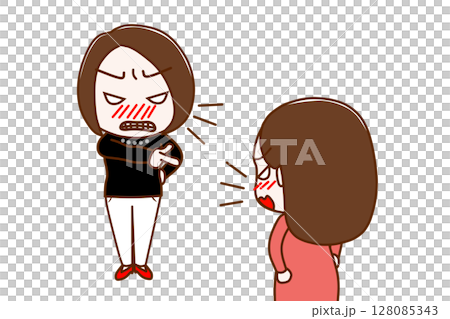 (Multiple) Women pointing and yelling angrily and women arguing angrily against each other 128085343