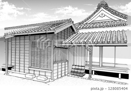 漫画風ペン画イラスト　和風_外観 128085404